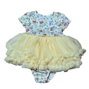 Disney Winnie the Pooh Onesie Dress Tutu Skirt Overall Short Sleeve 24M